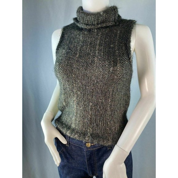 Trussardi Jeans Sleeveless Turtleneck Metallic Dar - Picture 7 of 11